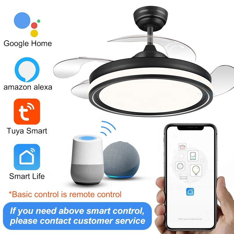 Y050 Household Wood Grain Tri Color 42 Inch Modern Ceiling Fan LED Lamp 110 220V Invisible Blade Remote Control