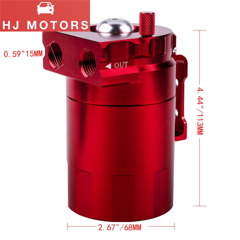 Universal Car Oil Catch Can Baffled Kit 300ml with Breather 3/8" Red Aluminum Oil Breather Oil Catch Can Tank Fuel Surge Tank