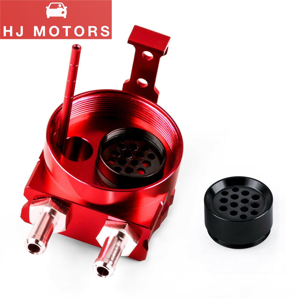 Universal Car Oil Catch Can Baffled Kit 300ml with Breather 3/8" Red Aluminum Oil Breather Oil Catch Can Tank Fuel Surge Tank