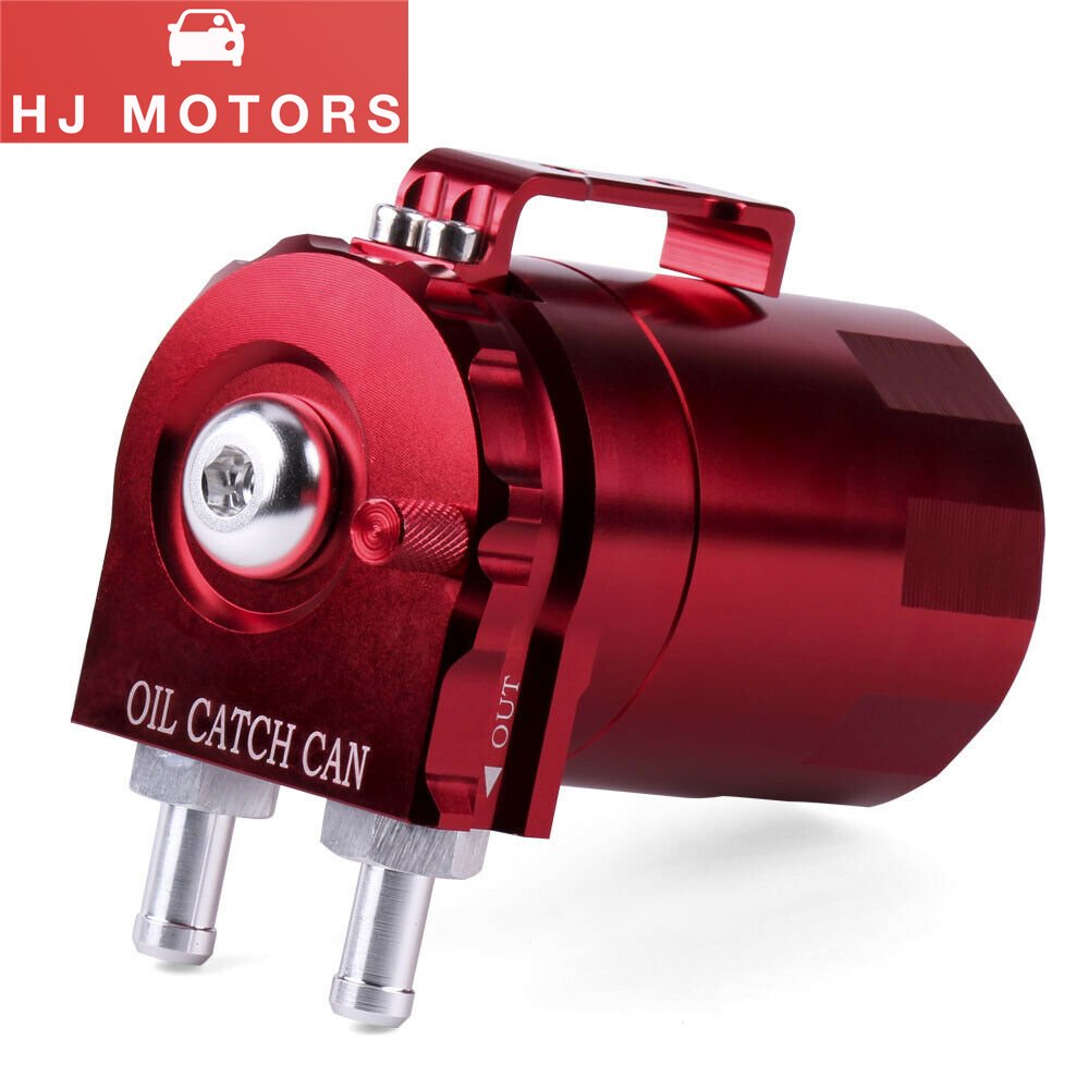 Universal Car Oil Catch Can Baffled Kit 300ml with Breather 3/8" Red Aluminum Oil Breather Oil Catch Can Tank Fuel Surge Tank