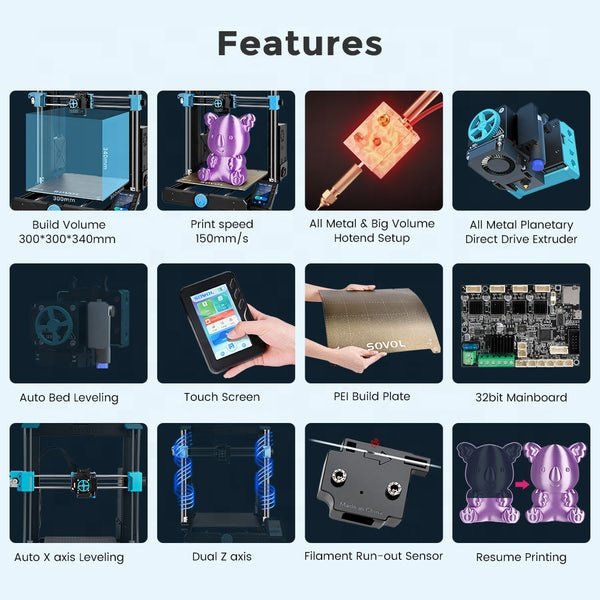 SOVOL SV06 Plus SV06 Plus Desktop FDM 3D Printer Automatic Leveling Education Impresora 3D Printer for Kids and Beginners