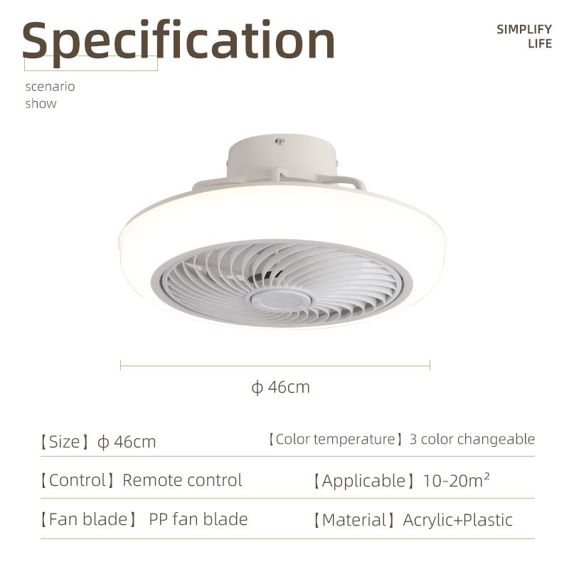 AIER Best Modern Bedroom Home Living Room 18" Led Lamp Ceiling Fan With Light and Remote Control