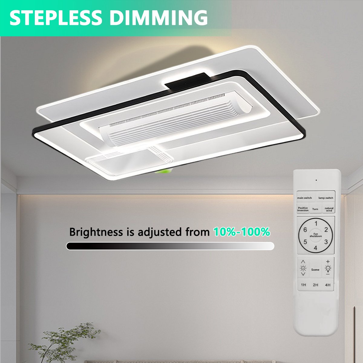Modern Residential Dimmable Dc Motor Ventilador De Teto Decorative Remote Control Acrylic Light Led Ceiling Fan