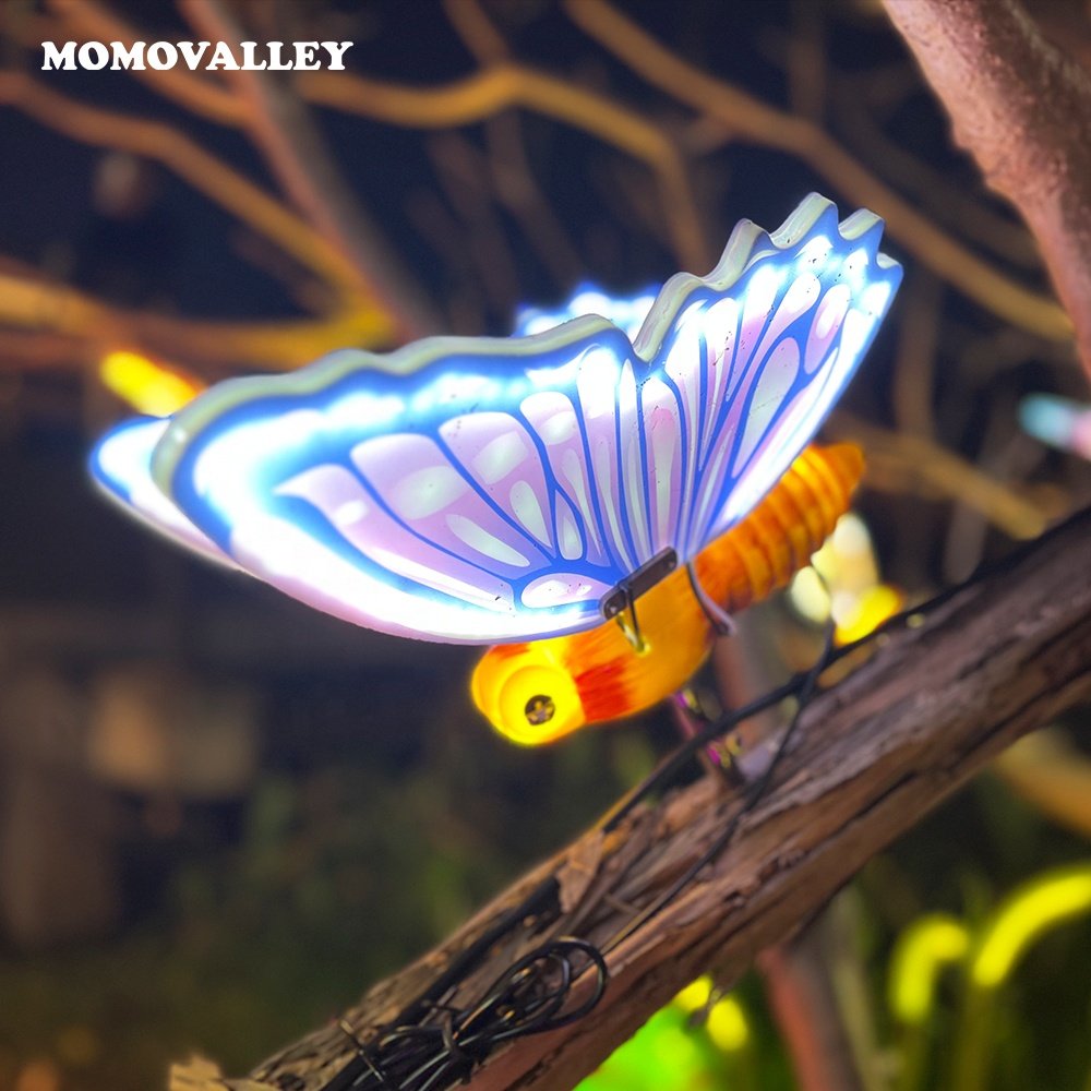 Momovalley Square Landscape Waterproof Insect Model Christmas Light Park Garden Decoration 3d Led Animal butterfly Motif Light