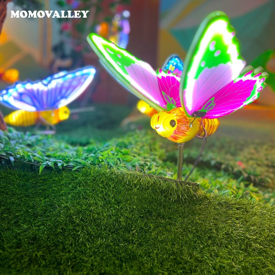 Momovalley Square Landscape Waterproof Insect Model Christmas Light Park Garden Decoration 3d Led Animal butterfly Motif Light