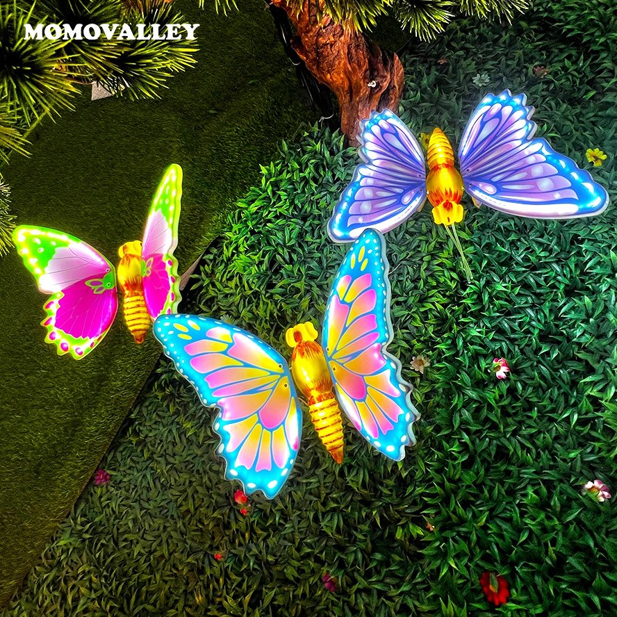 Momovalley Square Landscape Waterproof Insect Model Christmas Light Park Garden Decoration 3d Led Animal butterfly Motif Light