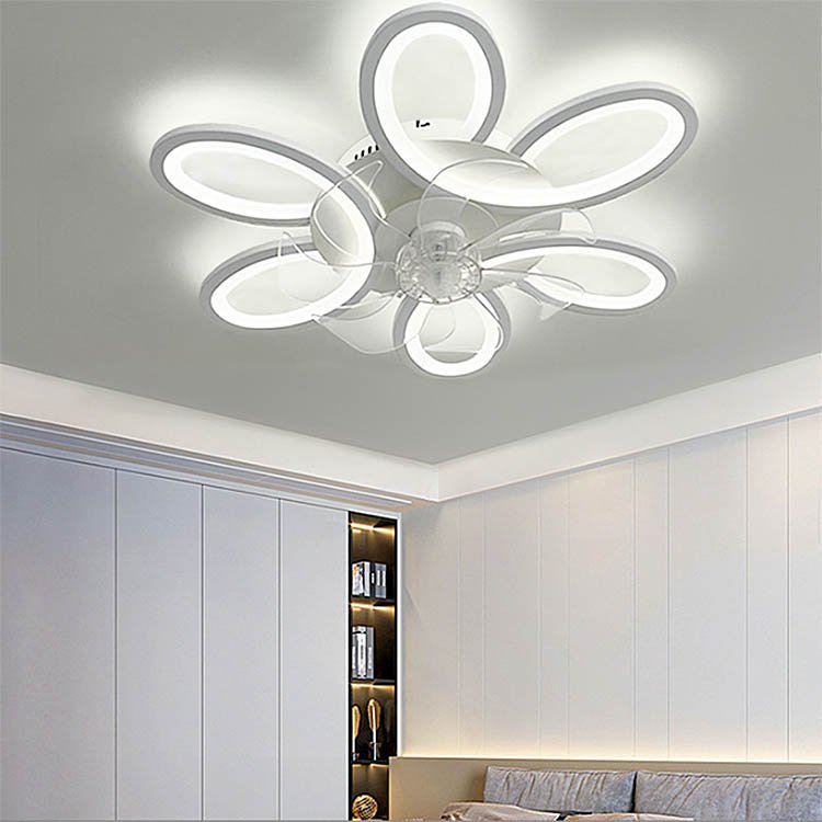 LED Smart Electric Ceiling Fan with Light for Modern Home 36-60W Creative Design for Bedroom Iron Body Pure Copper Motor