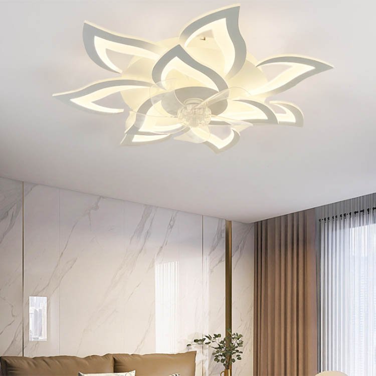 LED Smart Electric Ceiling Fan with Light for Modern Home 36-60W Creative Design for Bedroom Iron Body Pure Copper Motor