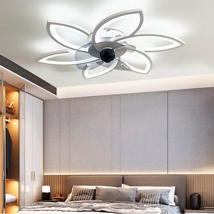 LED Smart Electric Ceiling Fan with Light for Modern Home 36-60W Creative Design for Bedroom Iron Body Pure Copper Motor