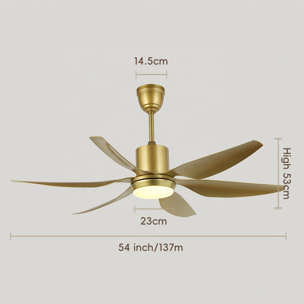 Factory Home Bedroom Nordic Abs 6 Blade 54 Inch Luxury Remote Control Dc Modern Bldc Led Ceiling Fan With Light