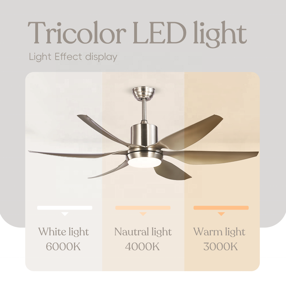 Factory Home Bedroom Nordic Abs 6 Blade 54 Inch Luxury Remote Control Dc Modern Bldc Led Ceiling Fan With Light