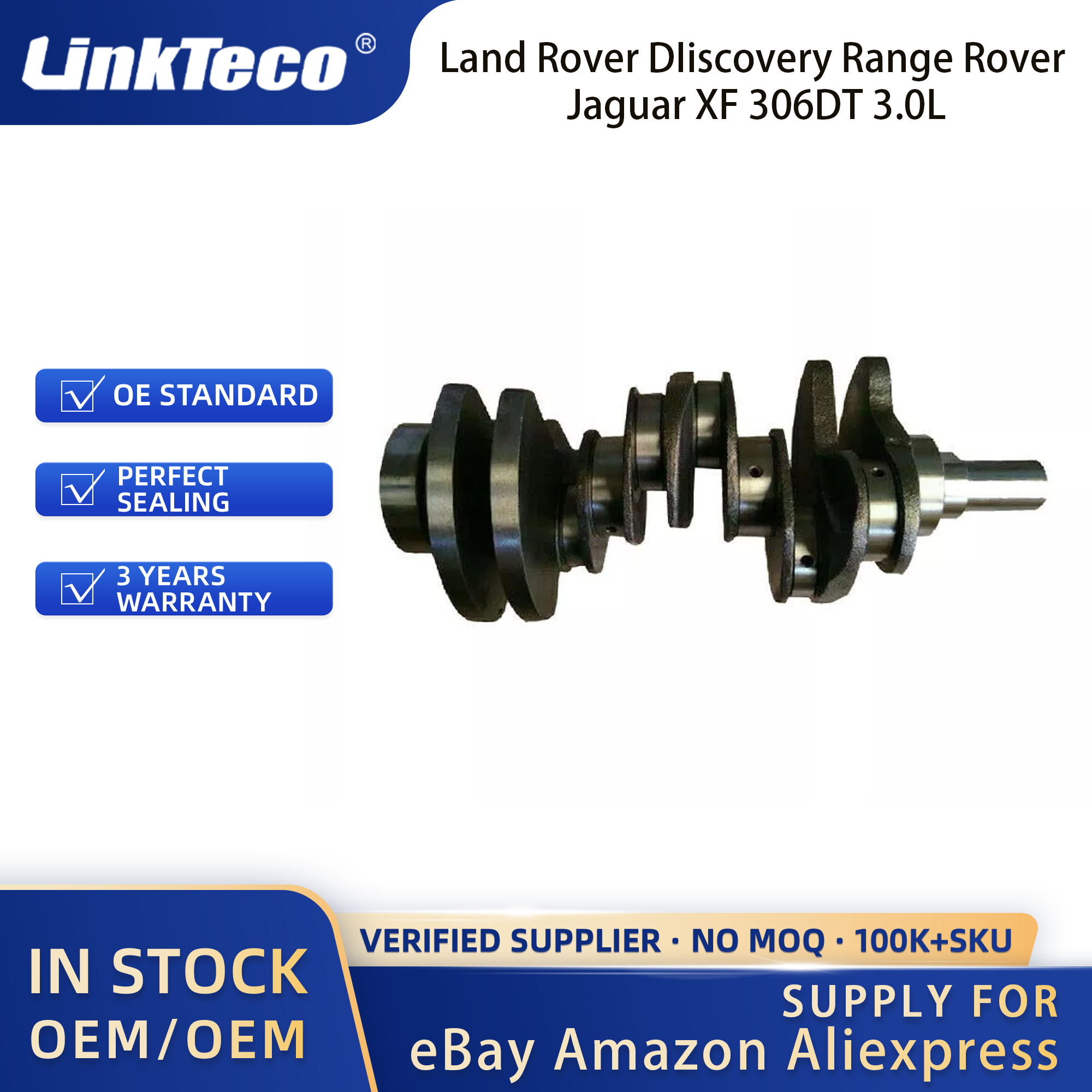 Linkteco Crankshaft + Main & Con-Rod Bearing & Oil Pump for Land Rover DIiscovery Range Rover Jaguar XF 306DT 3.0L 2009-2018