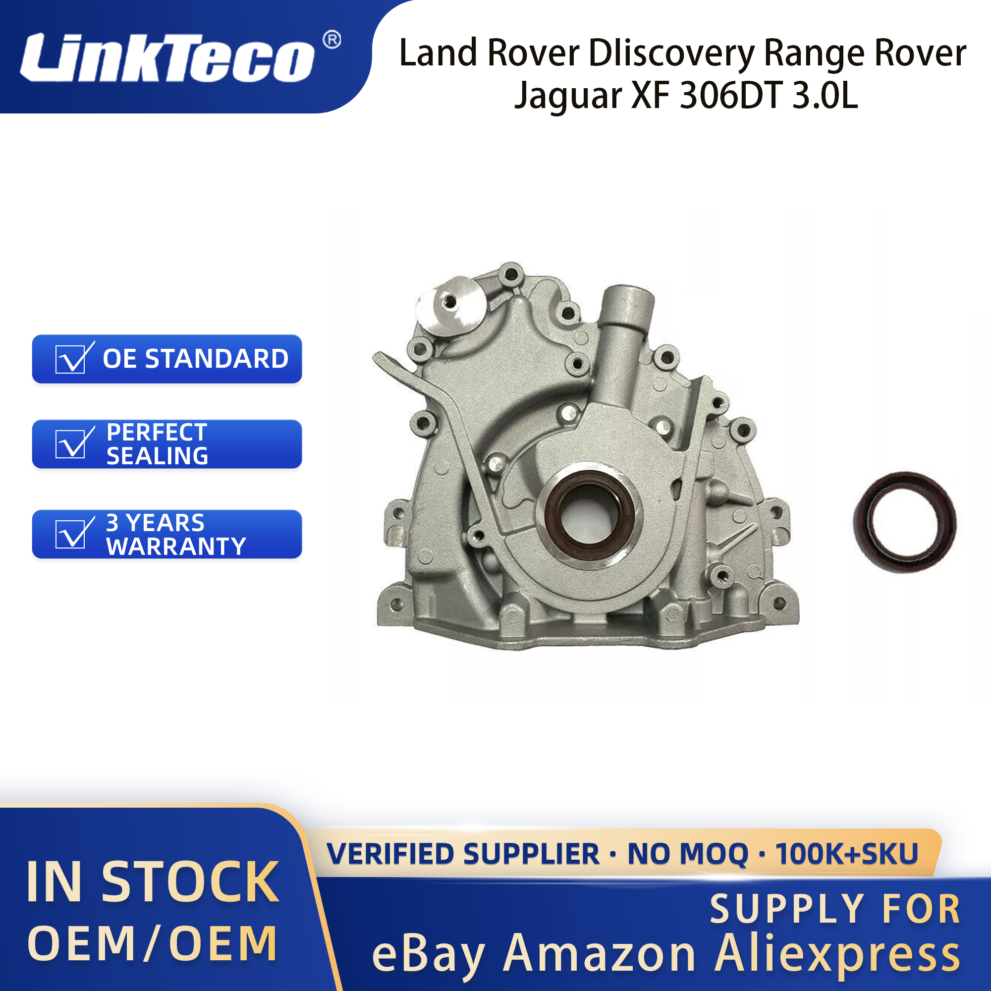 Linkteco Crankshaft + Main & Con-Rod Bearing & Oil Pump for Land Rover DIiscovery Range Rover Jaguar XF 306DT 3.0L 2009-2018