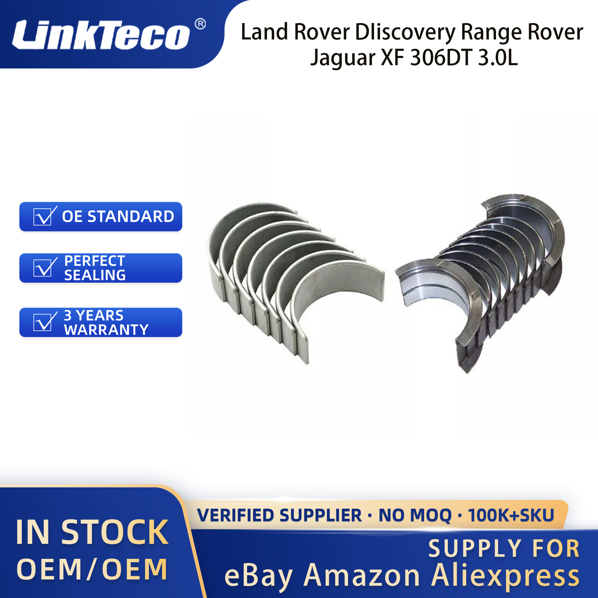 Linkteco Crankshaft + Main & Con-Rod Bearing & Oil Pump for Land Rover DIiscovery Range Rover Jaguar XF 306DT 3.0L 2009-2018