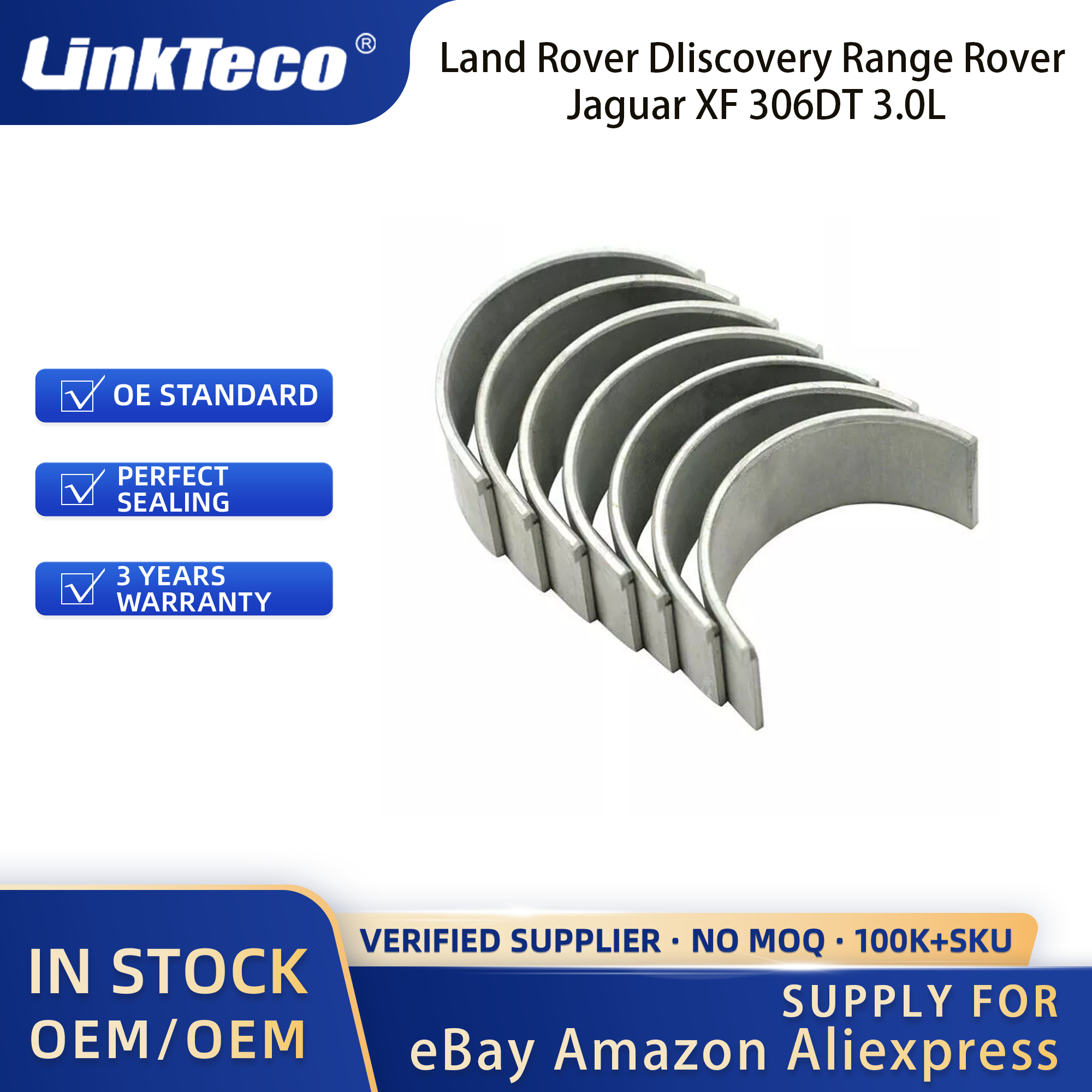 Linkteco Crankshaft + Main & Con-Rod Bearing & Oil Pump for Land Rover DIiscovery Range Rover Jaguar XF 306DT 3.0L 2009-2018