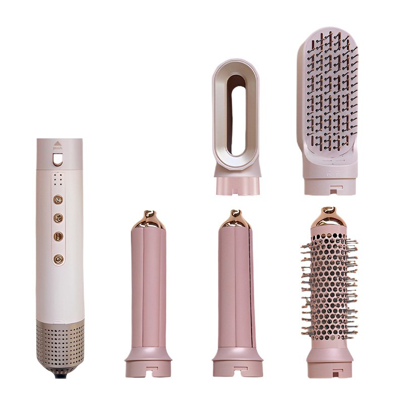 Pink High Speed Hair Dryer Brush Set Detachable Multi-head Straightener Comb Dryer Curls Volumizing 5 in 1 Air Hair Styler