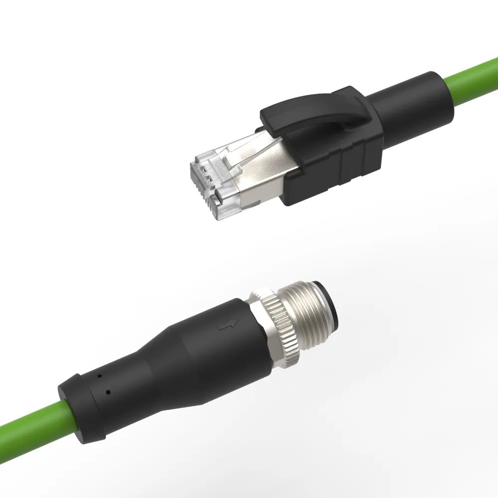 Custom M12 D Code Connector 4 Pin Double Ended to RJ45 Profinet EtherCAT Ethernet/IP Industrial Ethernet M12 D Coded Cable