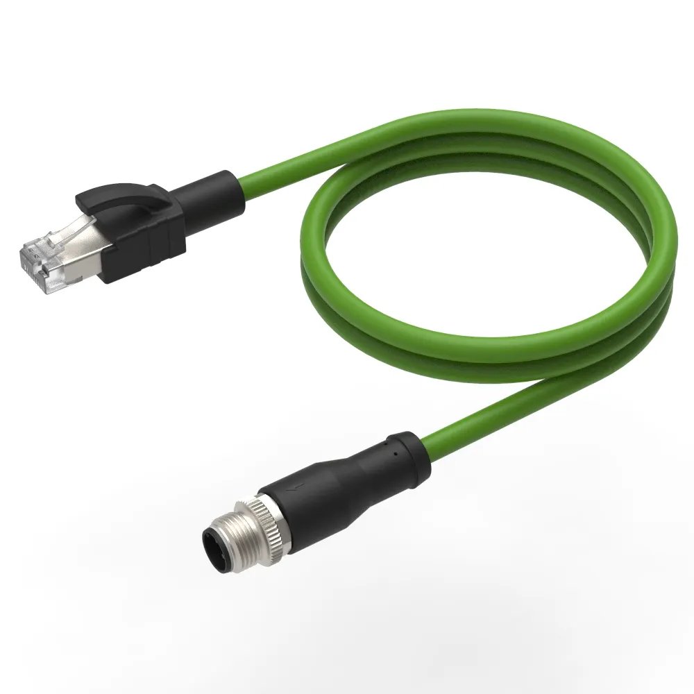 Custom M12 D Code Connector 4 Pin Double Ended to RJ45 Profinet EtherCAT Ethernet/IP Industrial Ethernet M12 D Coded Cable