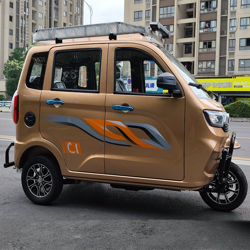 Enclosed Chinese Three Wheel Two Seater Gasoline Tricycle Handicapped Tricycle