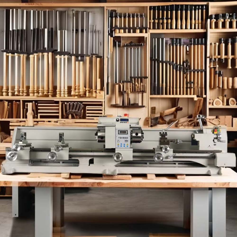 TD1800E Pool Cue Repair Lathe Machine Horizontal Manual Metal Lathe Machine With Many Useful Accessories and Semi Auto Function