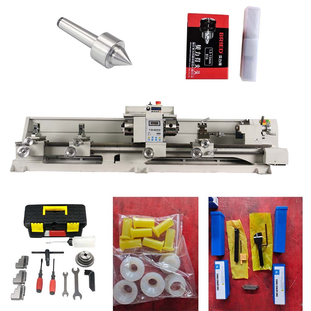 TD1800E Pool Cue Repair Lathe Machine Horizontal Manual Metal Lathe Machine With Many Useful Accessories and Semi Auto Function