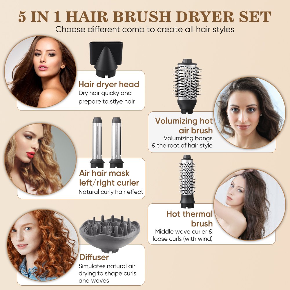 Professional Hair Styling Tools 110000RPM BLDC Brushless Hair Dryer Curling Iron Multi Styler High Speed 5 in 1 Hair Styler Set