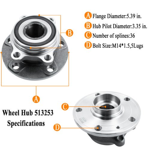 Front Wheel Hub Bearing for Audi TT Quattro Volkswagen Beetle Passat 513253