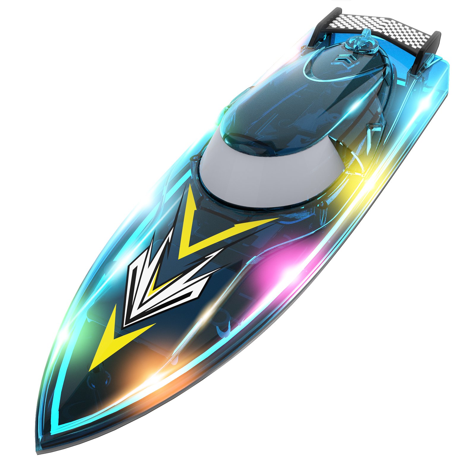 Flytec V666 Boat RC 2.4G Over Distance Remind Long Endurance Auto Reset High Speed RC Boats Racing Cool LED Night Light