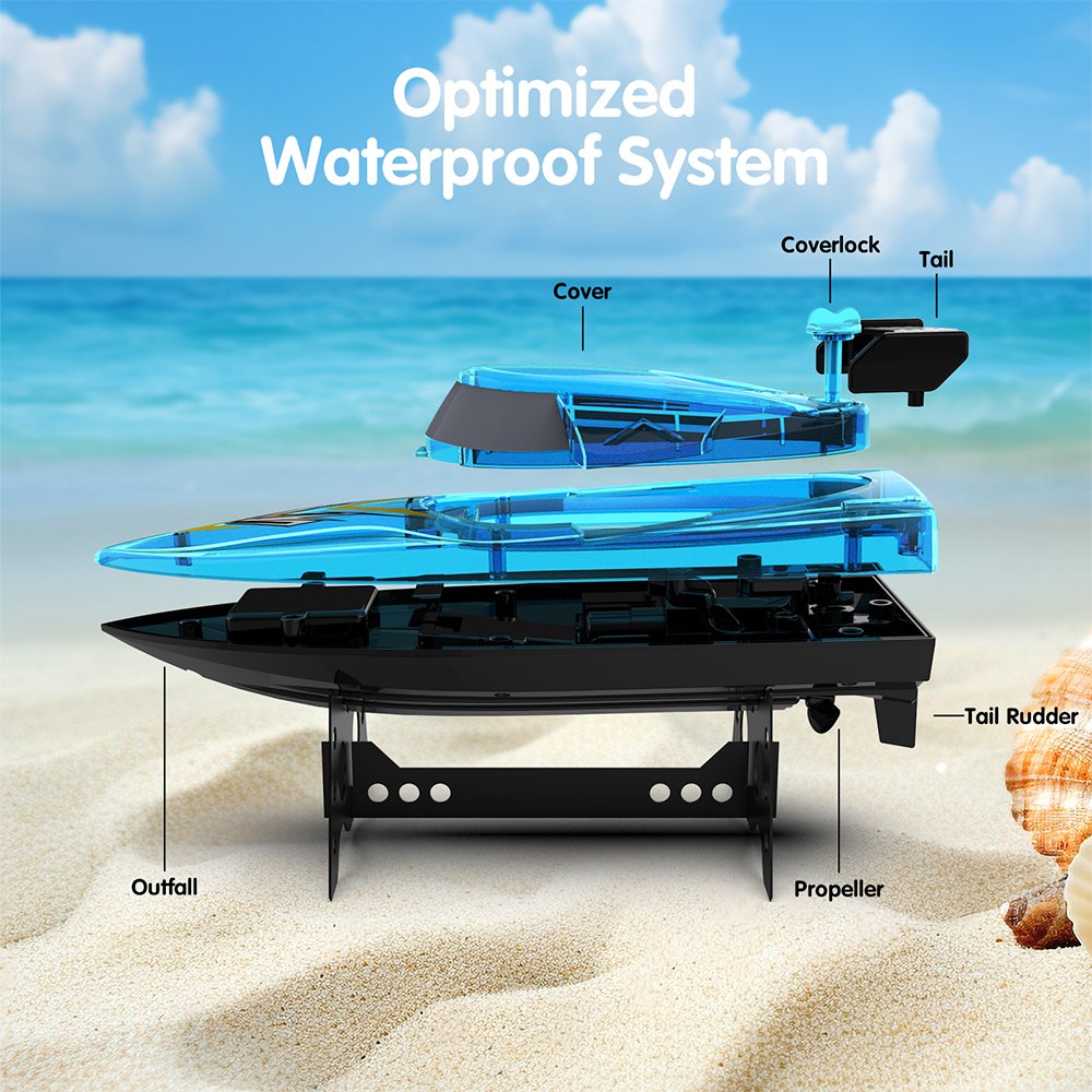 Flytec V666 Boat RC 2.4G Over Distance Remind Long Endurance Auto Reset High Speed RC Boats Racing Cool LED Night Light