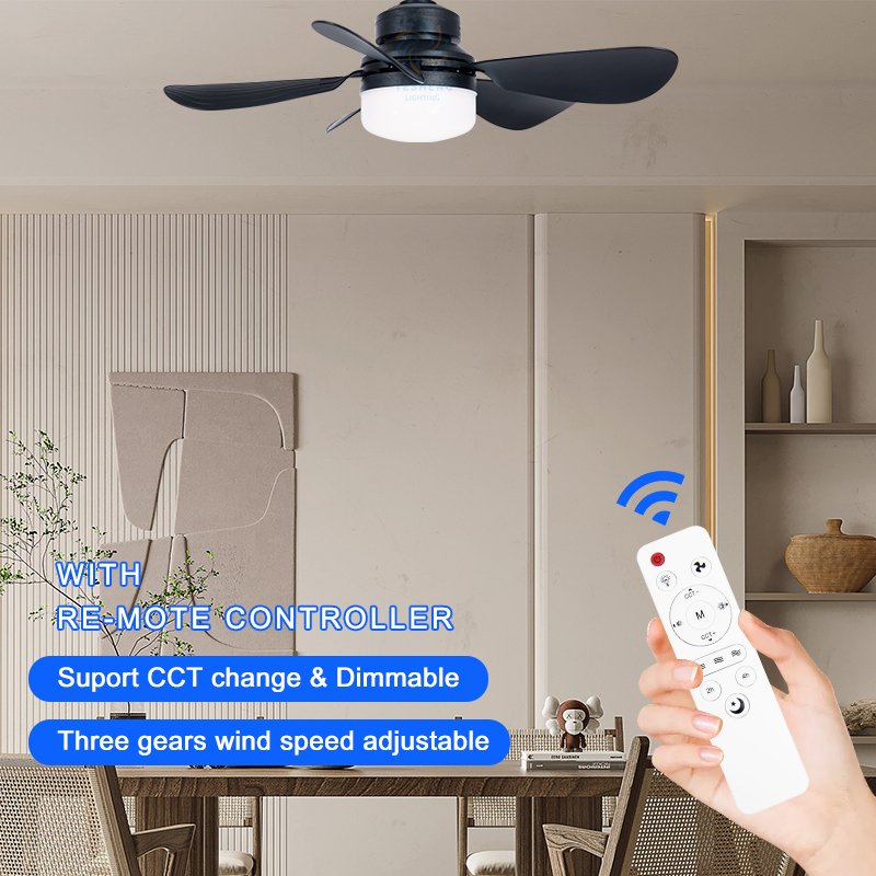 E020 Home Indoor Timing Dimmable Energy Saving E27 Bulb Led Fan Lamp Socket Fan Light Ceiling Fan for Bedroom Living Room