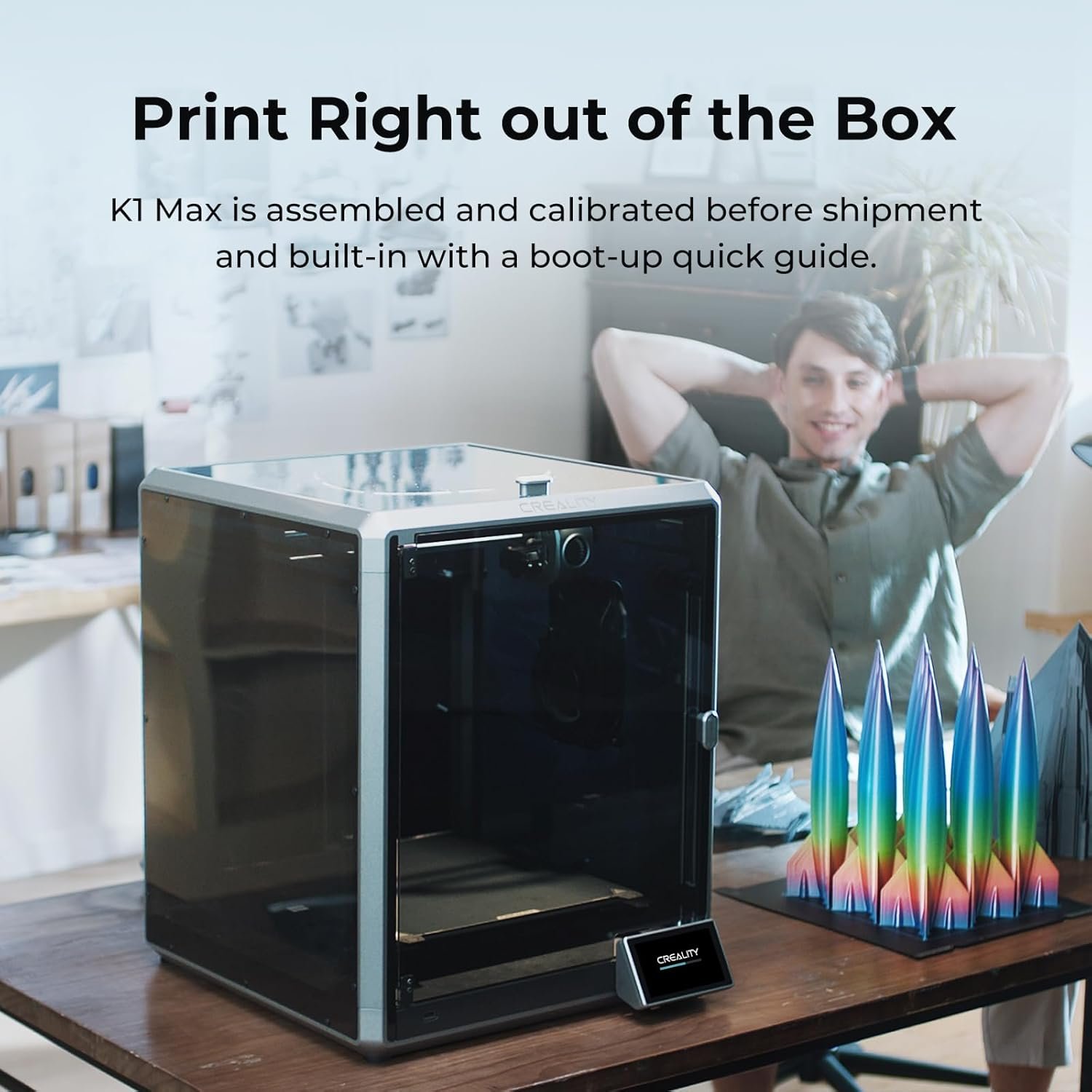 K1 Max 3d Printer Official, 600mm/s Max High-speed 3d Printers Large Printing Size 300x300x300mm With Auto Leveling,