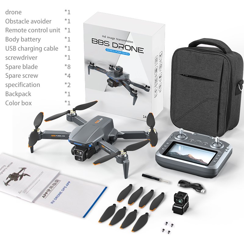 New B8S Pro HD 4K Drone Brushless Motor GPS 5G 3km FPV Quadcopter Obstacle Avoidance Drone with 4k Camera B8S Pro Dron