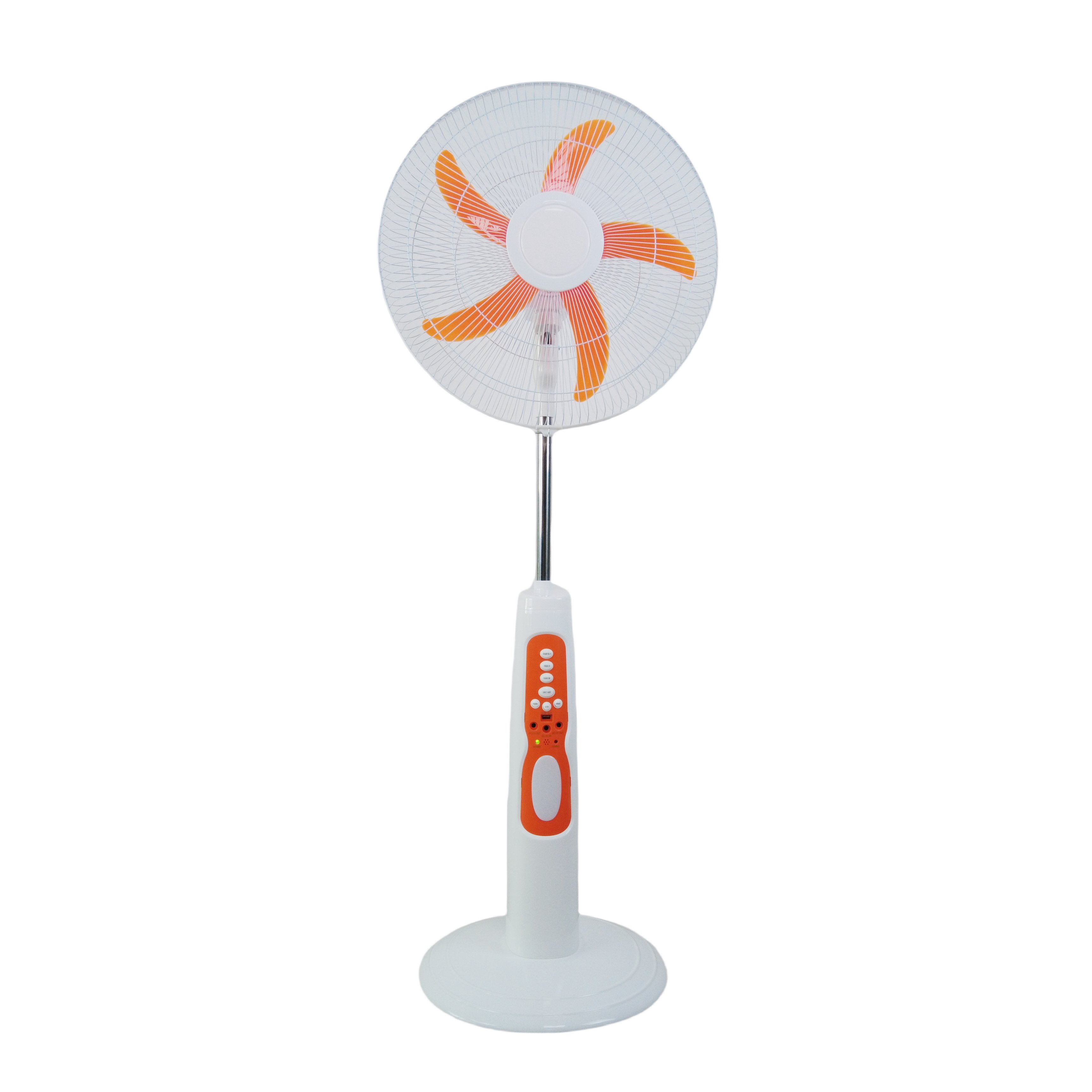 AC/DC Solar Stand Fan Rechargeable 16inch With LED Light Bulbs Battery Solar Panel Remote Control 3 Speed Timer DA18 for Working