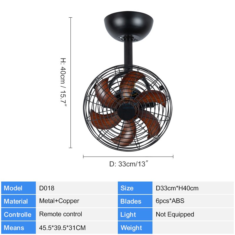 D018 Decorative Ceiling Fan 13 Inch High Speed Wall Mounted Fans LED ABS Blade for Loft With Remote Control