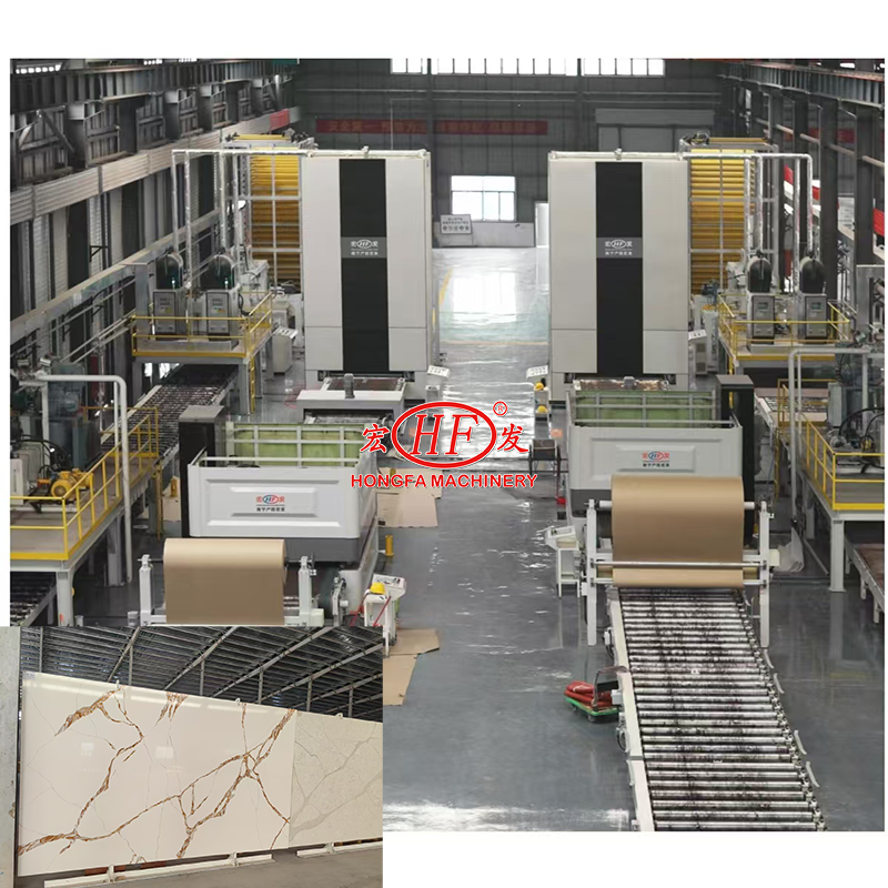 Calacatat Quartz Slab Pressing Machine Production Line Quartz Stone Polishing Machine Line Calibrating Machine Feeding System