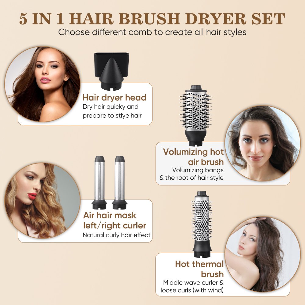 Professional Hair Styling Tools 110000RPM BLDC Brushless Hair Dryer Curling Iron Multi Styler High Speed 5 in 1 Hair Styler Set
