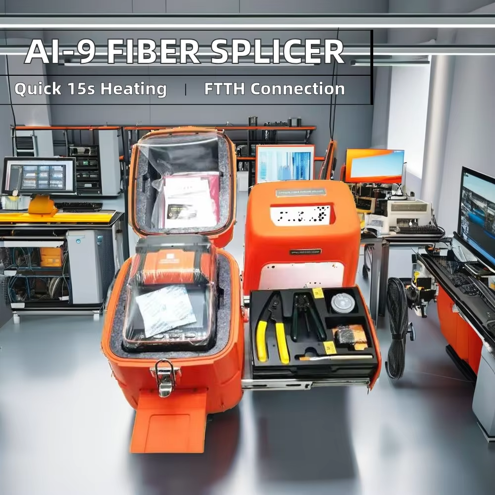 AI9 fusion machine equipment FTTH optical fusion splicer with WiFi 4G GPRS connectivity network tool fiber optic splicer