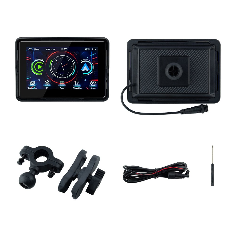 EKIY 5 Inch Moto Display Screen Portable Motorcycle Monitor Support DVR Motorcycle Navigation Wireless CarPlay Android Auto