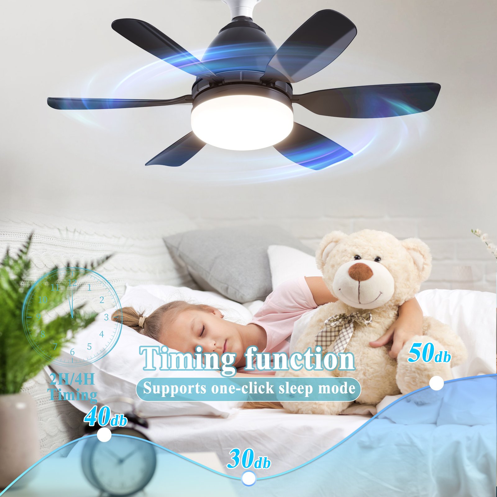 Led Fan Lights Smart Home Light Intelligent Dimming Timing 3 Speed Black E27 Fan Decor Remote Control Modern LED Ceiling Fan