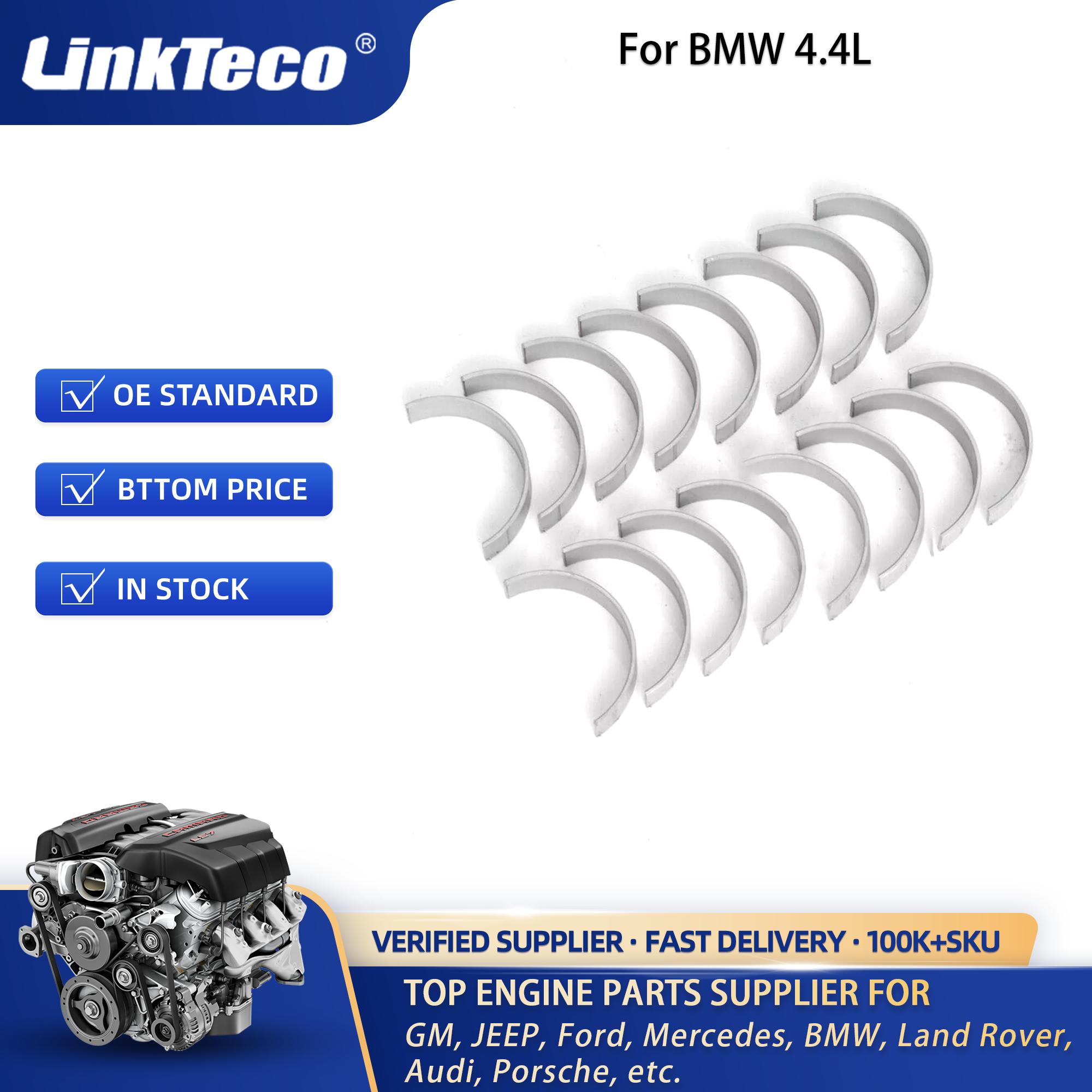 N63 S63 Engine Main & Rod Bearing Set for BMW 750Li M5 X5 X6 M F10 F85 F90 4.4L 11217576760 11217576757 11247617338 11247617339