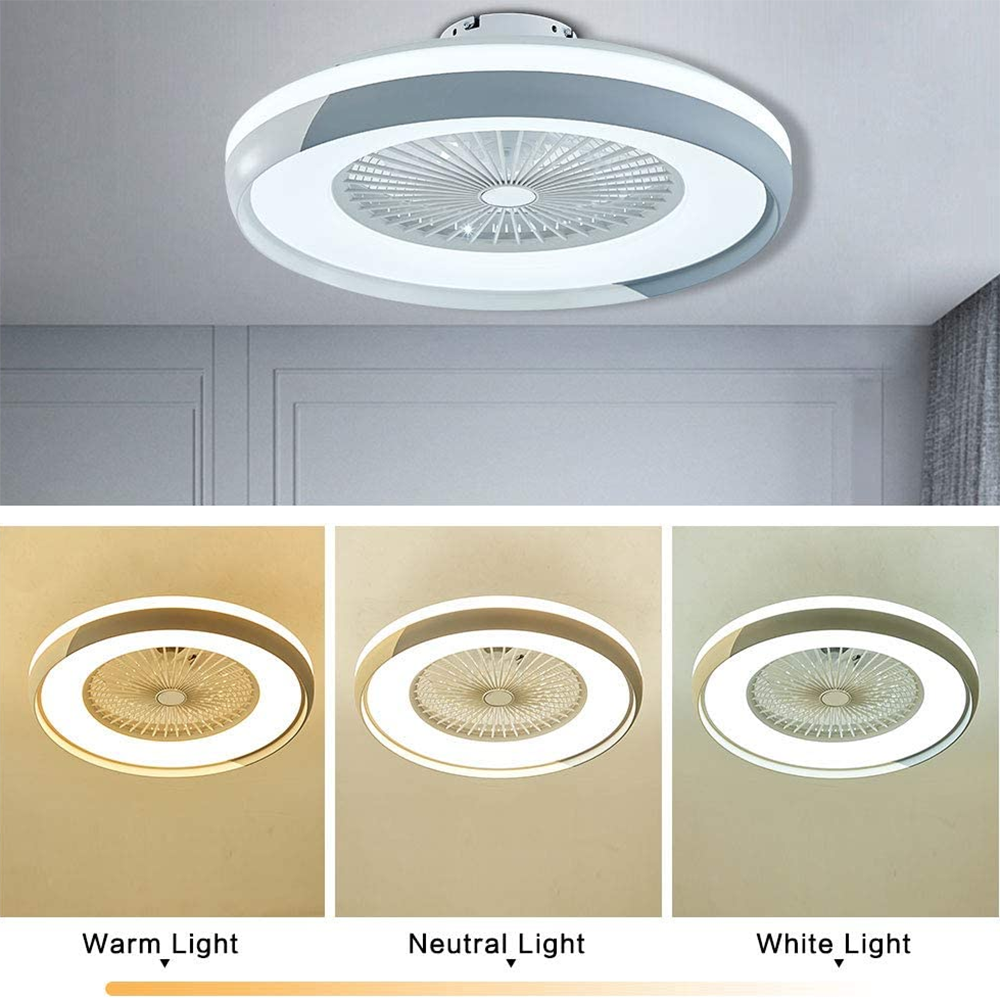 23.5 Inch Modern Acrylic LED Decorative Ceiling Fan with 6 Wind Speeds Smart Morden Dining Room Light Lamp