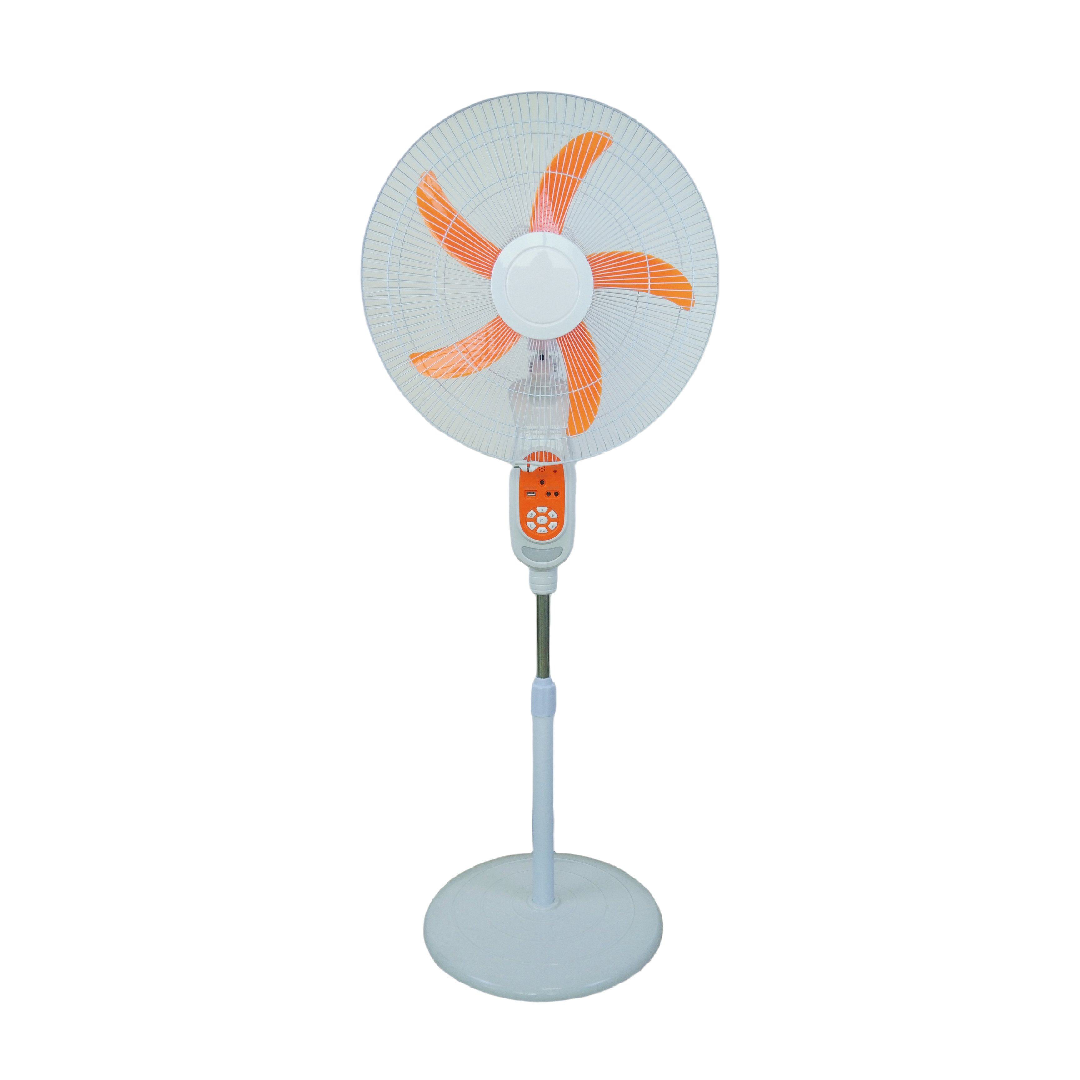 AC/DC Solar Stand Fan Rechargeable 16inch With LED Light Bulbs Battery Solar Panel Remote Control 9 Speed Timer DB18 for Bedroom