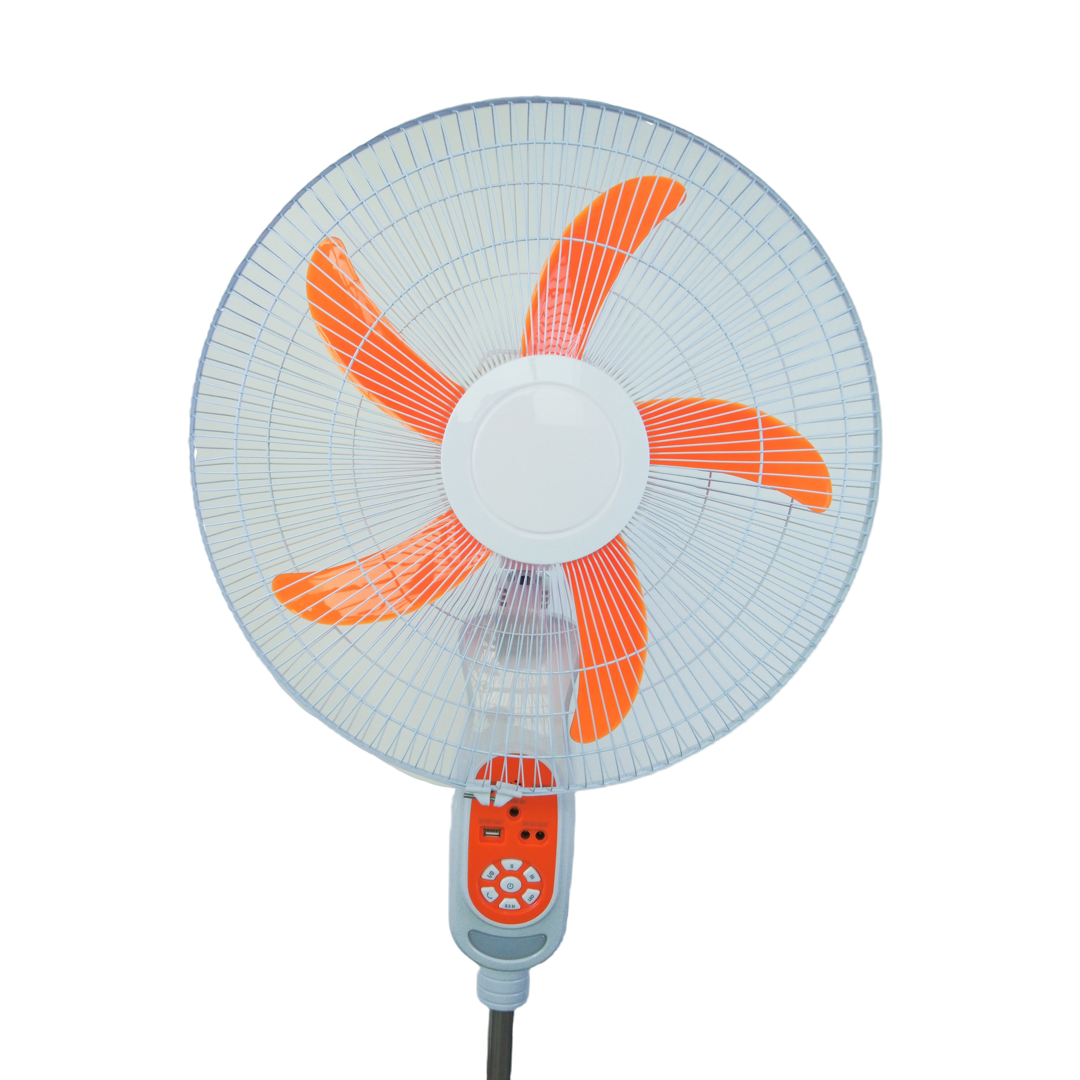 AC/DC Solar Stand Fan Rechargeable 16inch With LED Light Bulbs Battery Solar Panel Remote Control 9 Speed Timer DB18 for Bedroom