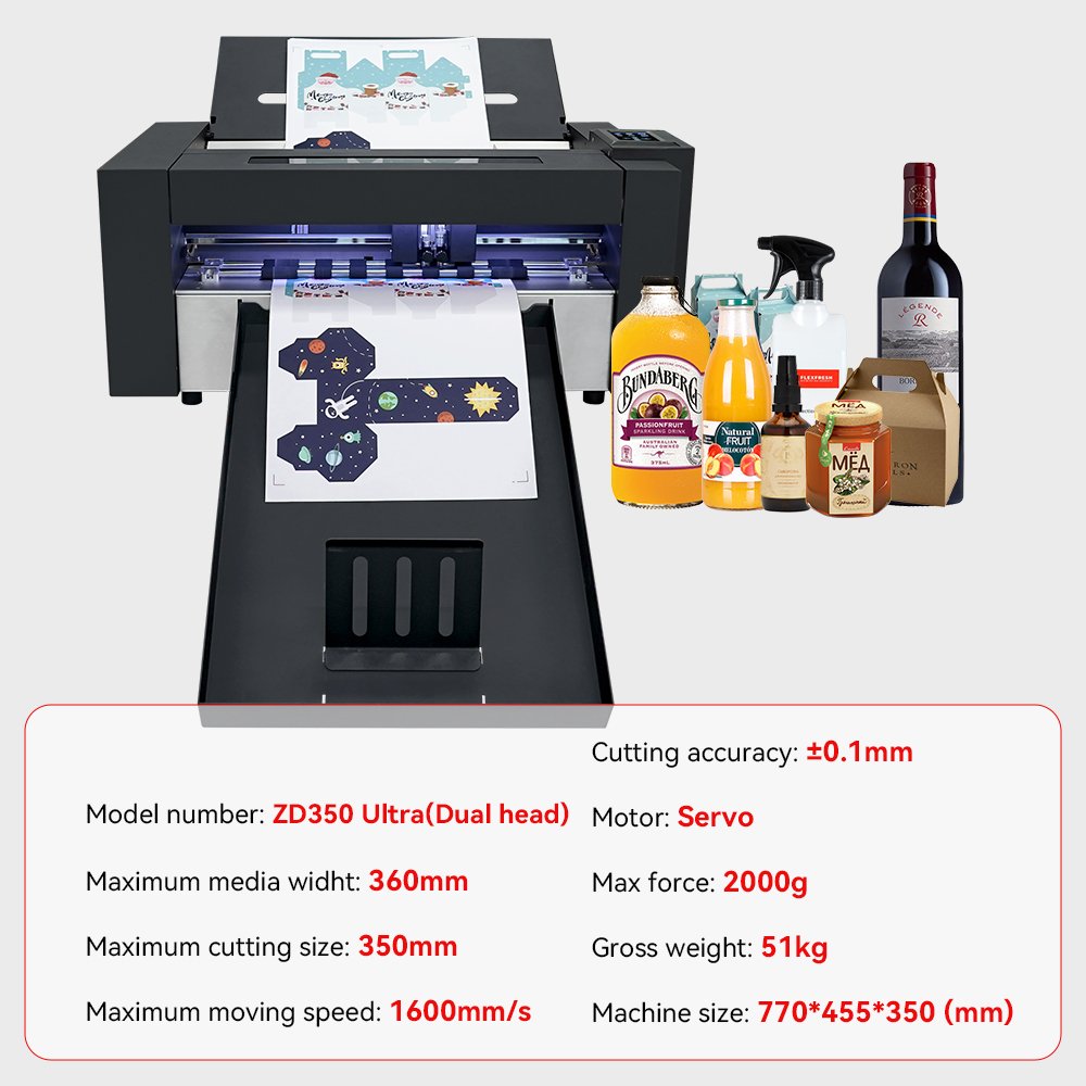 Purcell ZD350 Ultra Dual Head Servo Motor Cutting and Creasing Box Cutting Machine Double Head Cardboard Paper Cutter Plotter