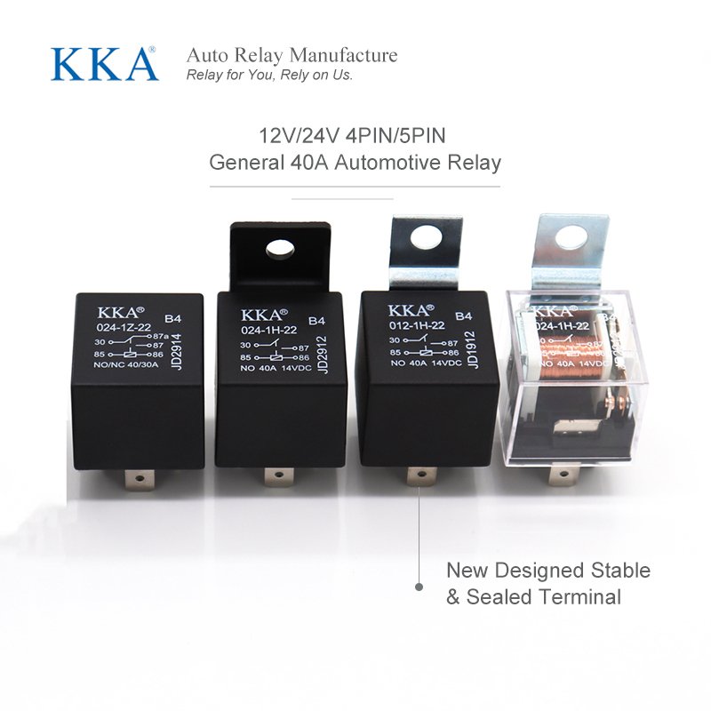 KKA-V4 Waterproof 12V/24V 4pin/5pin Universal 40A/60A/80A Automotive Relay, Car Relays Auto Relay for Car, Motor, Vehicles