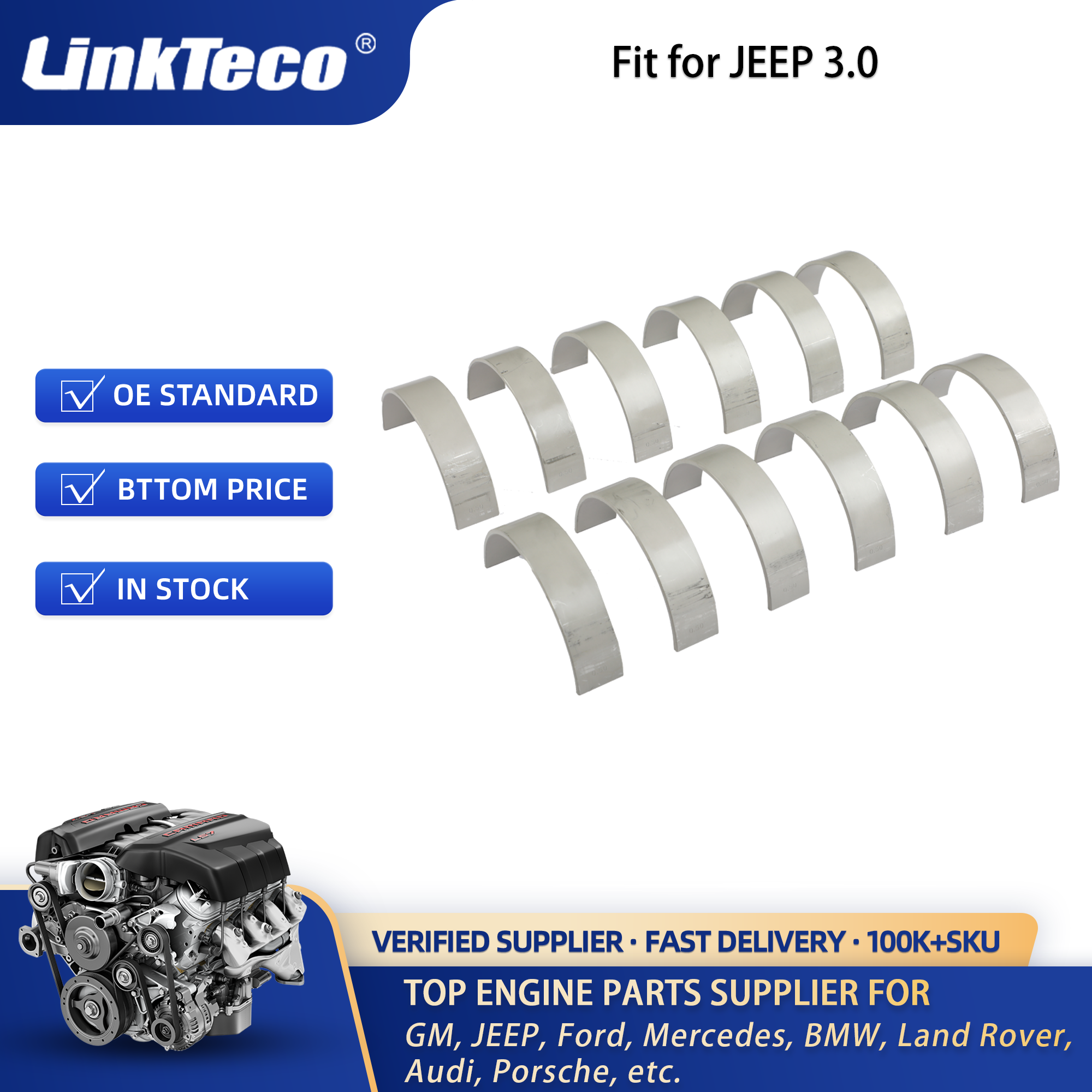 Linkteco Con-Rod Bearing STD for Jeep Grand Cherokee RAM 1500 EcoDiesel L630 A630 EXF 3.0L 2011-2021 68147234AA 68229245AA
