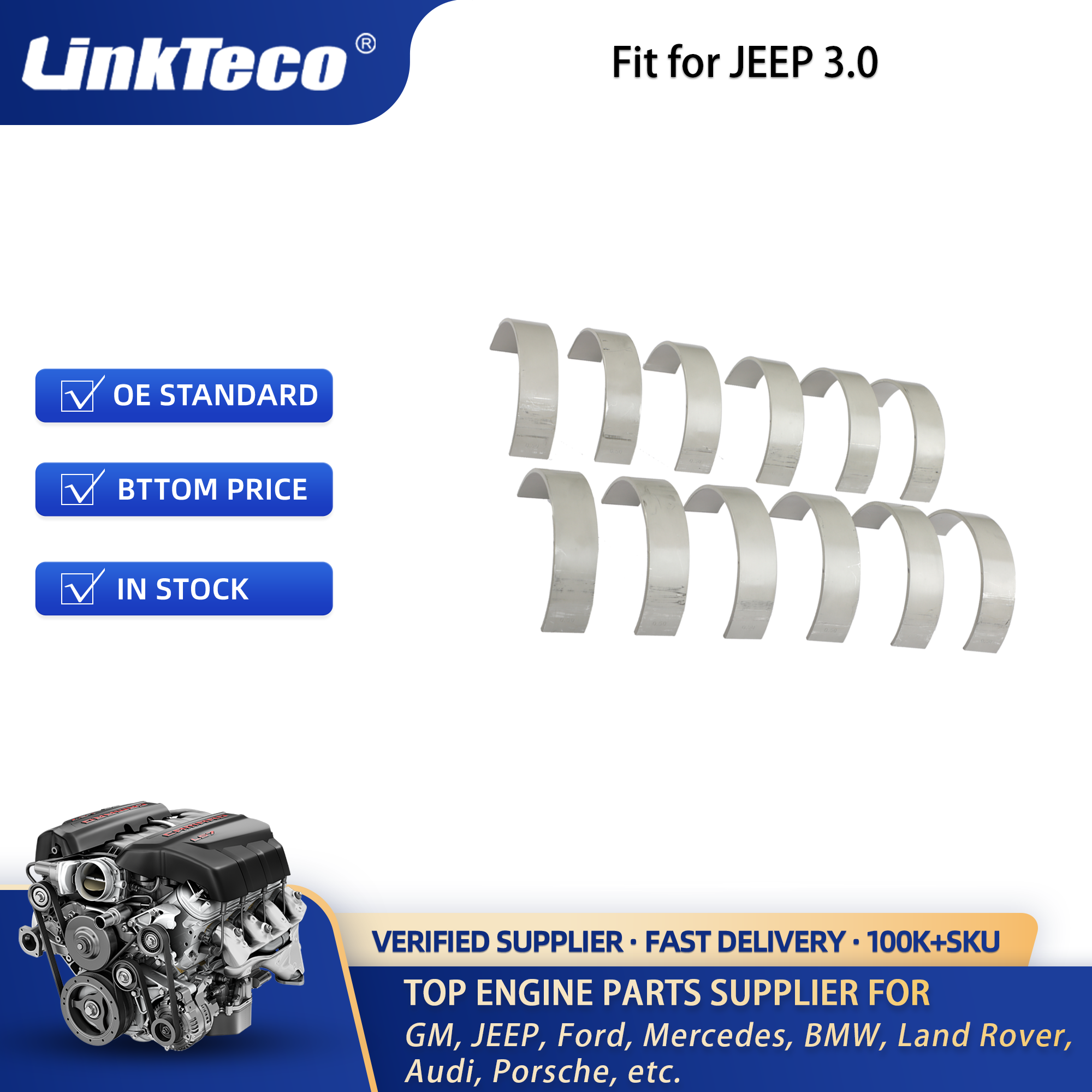 Linkteco Con-Rod Bearing STD for Jeep Grand Cherokee RAM 1500 EcoDiesel L630 A630 EXF 3.0L 2011-2021 68147234AA 68229245AA