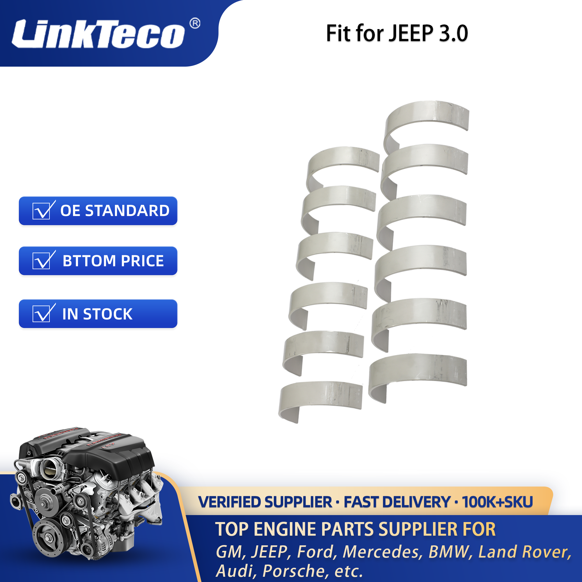 Linkteco Con-Rod Bearing STD for Jeep Grand Cherokee RAM 1500 EcoDiesel L630 A630 EXF 3.0L 2011-2021 68147234AA 68229245AA