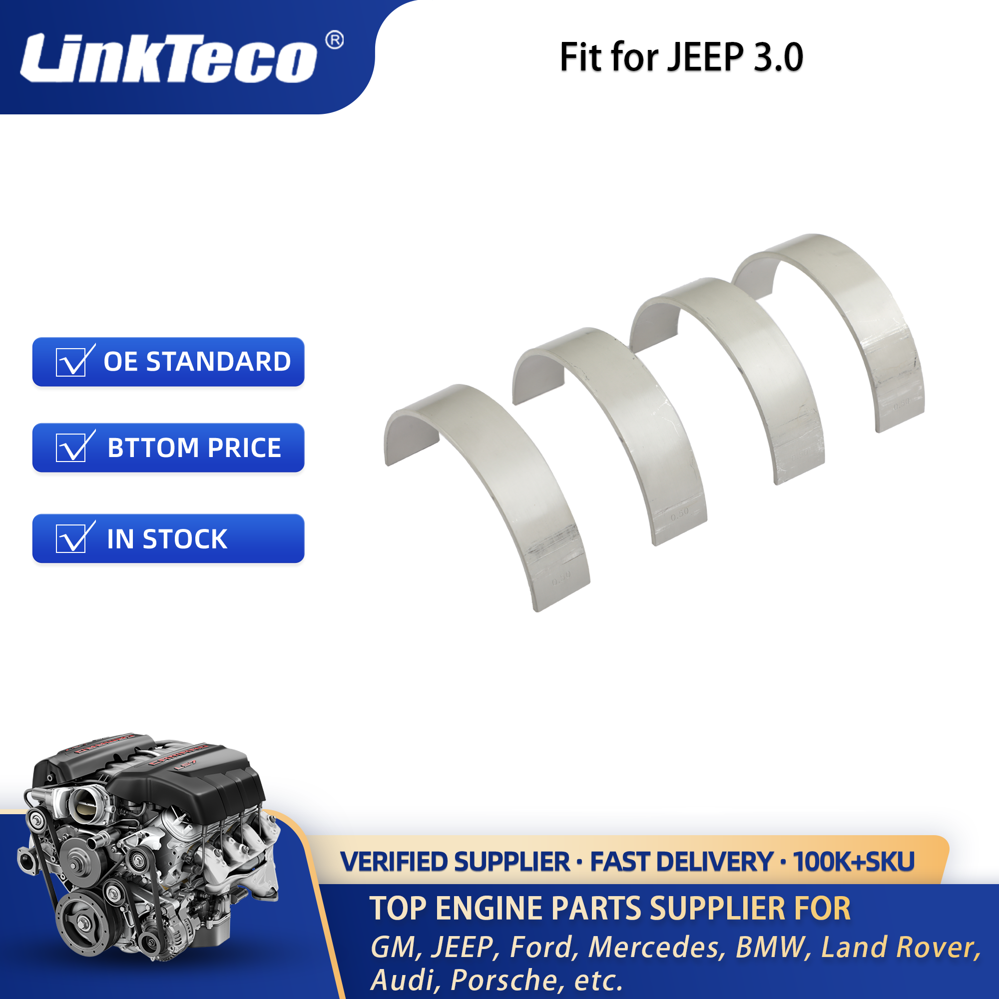Linkteco Con-Rod Bearing STD for Jeep Grand Cherokee RAM 1500 EcoDiesel L630 A630 EXF 3.0L 2011-2021 68147234AA 68229245AA
