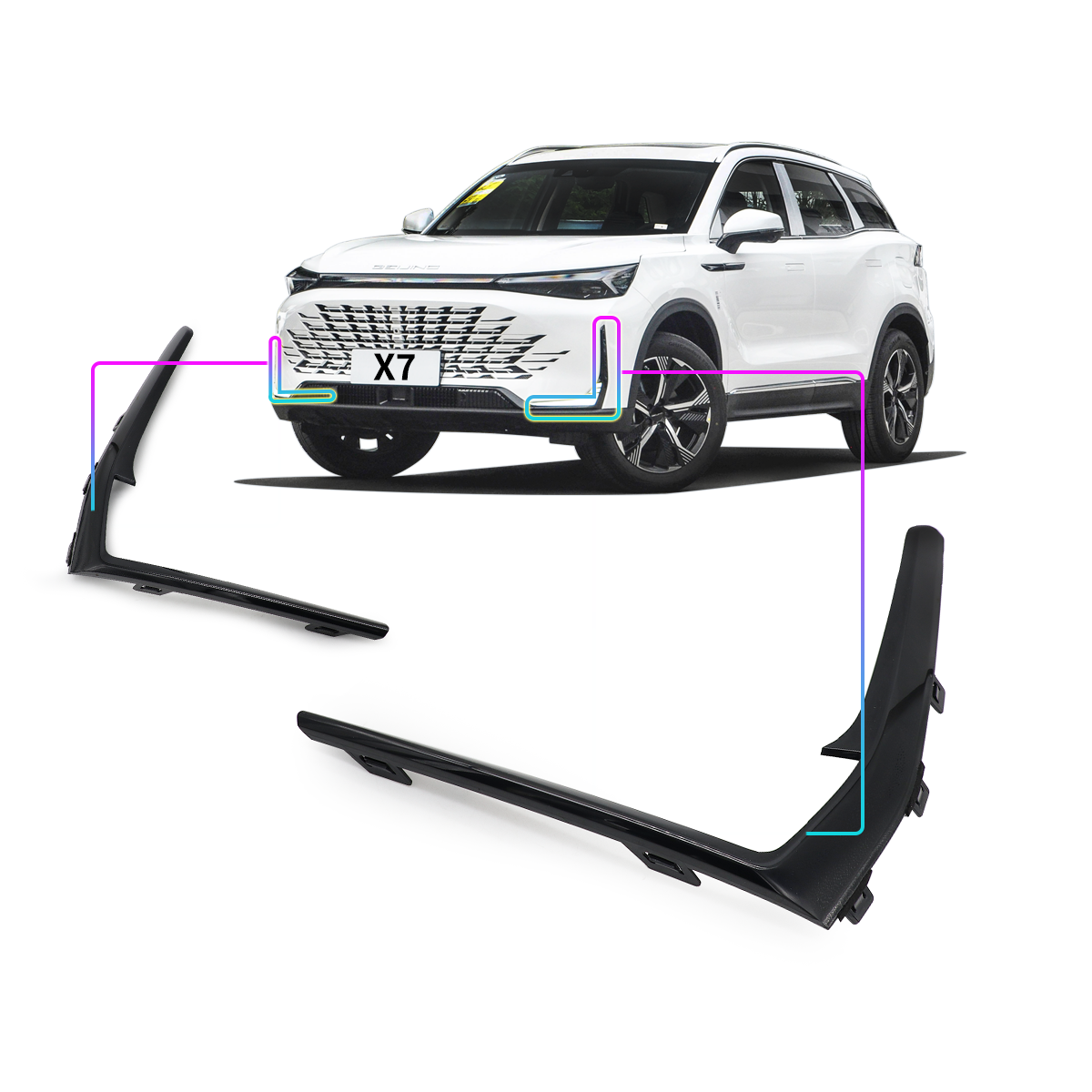 For BAIC New X7 PLUS Front Bumper Fog Light Frame Left and Right Fog Light Cover Decorative Frame A00118566